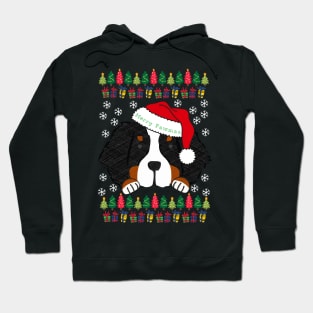 Cute Bernese Mt Dog Santa Ugly Christmas Sweater Hoodie